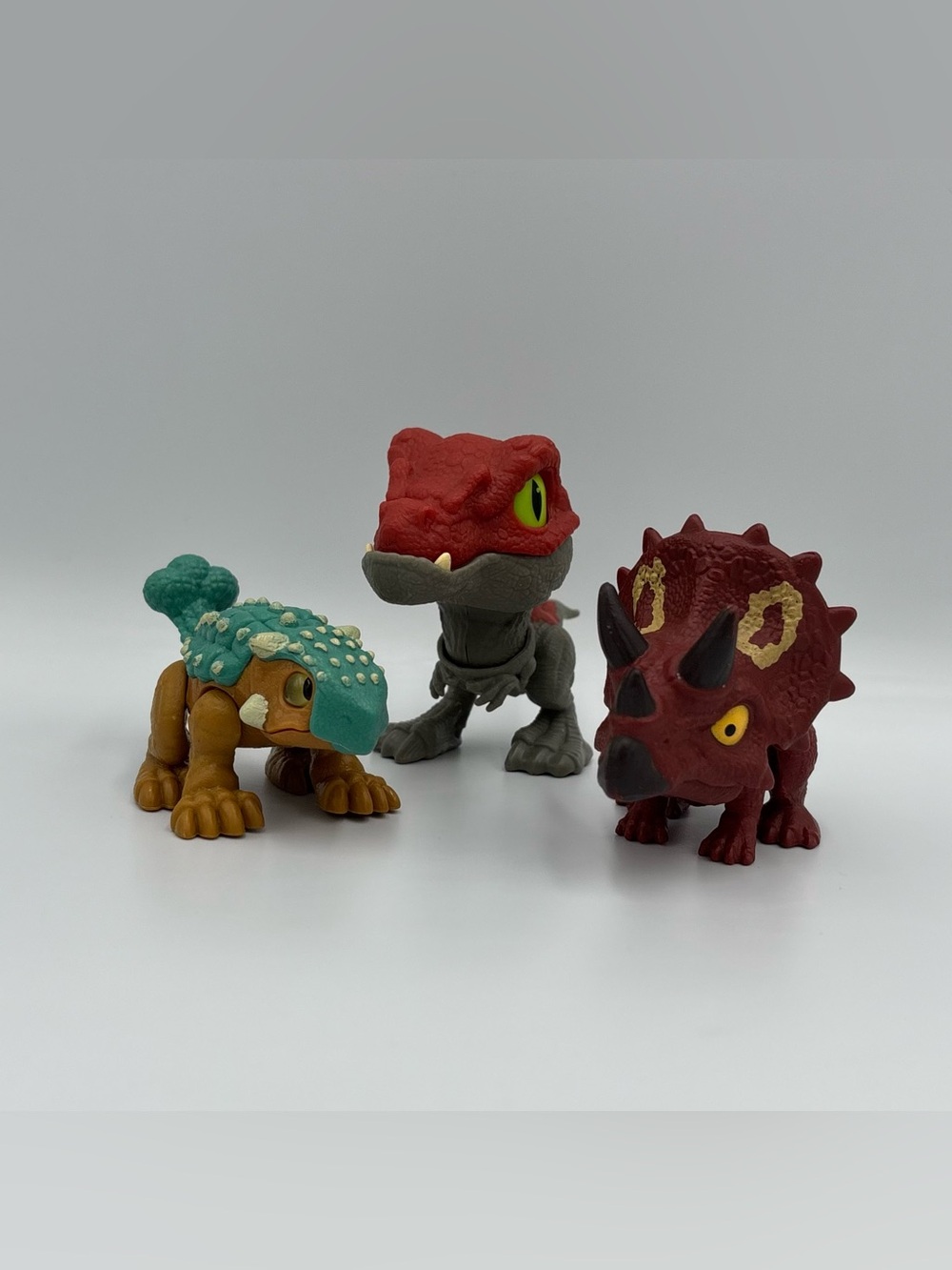 RARE Jurassic World Ankylosaurus Spinosaurus Triceratops Mighty Biters Toy Lot